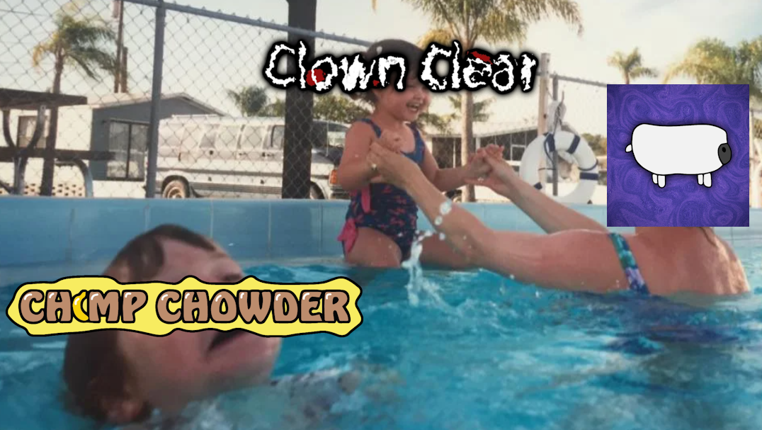 Meme of Chimp Chowder drowning while Fawas lifts Clown Clear